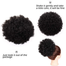 Load image into Gallery viewer, Afro Puff Drawstring Ponytail Black Kinky Curly Hair Bun Synthetic Hairpieces Clip In Hair Extensions for Black Women
