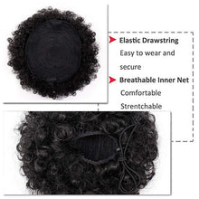 Load image into Gallery viewer, Afro Puff Drawstring Ponytail Black Kinky Curly Hair Bun Synthetic Hairpieces Clip In Hair Extensions for Black Women
