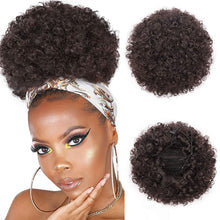 Load image into Gallery viewer, Afro Puff Drawstring Ponytail Black Kinky Curly Hair Bun Synthetic Hairpieces Clip In Hair Extensions for Black Women
