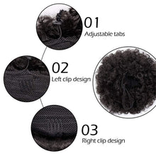 Load image into Gallery viewer, Afro Puff Drawstring Ponytail Black Kinky Curly Hair Bun Synthetic Hairpieces Clip In Hair Extensions for Black Women
