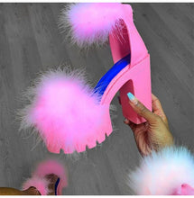 Load image into Gallery viewer, Furry Sandals High Heels with Fur
