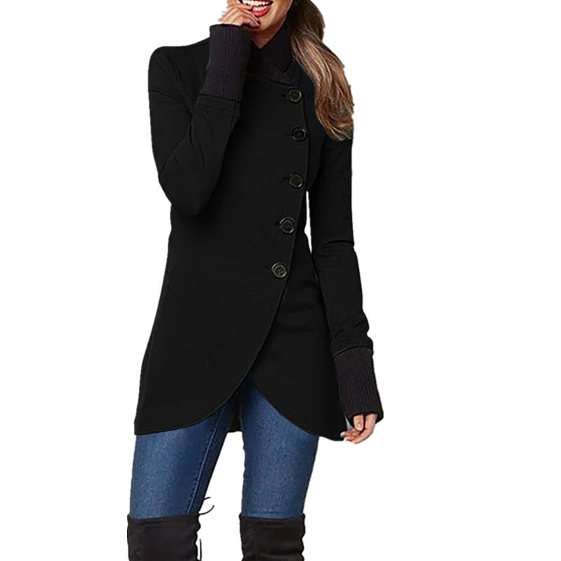 Women Coat Solid Color Single Breasted