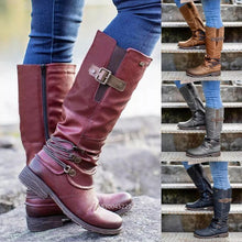 Load image into Gallery viewer, Leather Zipper High Snow Boots
