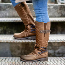 Load image into Gallery viewer, Leather Zipper High Snow Boots
