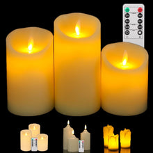 Load image into Gallery viewer, Set of 3 Flameless Candles Realistic LED Flames Tealight
