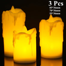 Load image into Gallery viewer, Set of 3 Flameless Candles Realistic LED Flames Tealight
