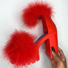 Load image into Gallery viewer, Furry Sandals High Heels with Fur
