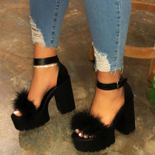 Load image into Gallery viewer, Furry Sandals High Heels with Fur
