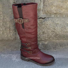 Load image into Gallery viewer, Leather Zipper High Snow Boots
